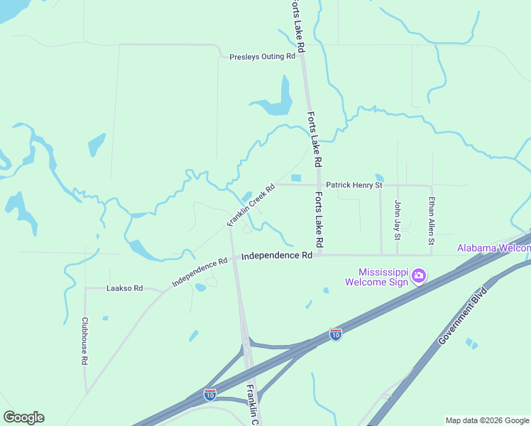 map of restaurants, bars, coffee shops, grocery stores, and more near 9201-9209 Franklin Creek Rd in Moss Point