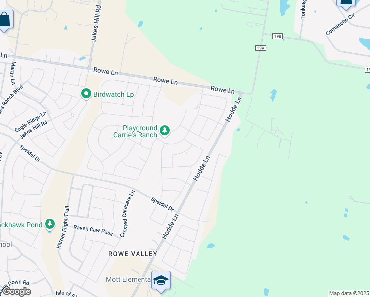 map of restaurants, bars, coffee shops, grocery stores, and more near 4421 Rowe Lane in Pflugerville