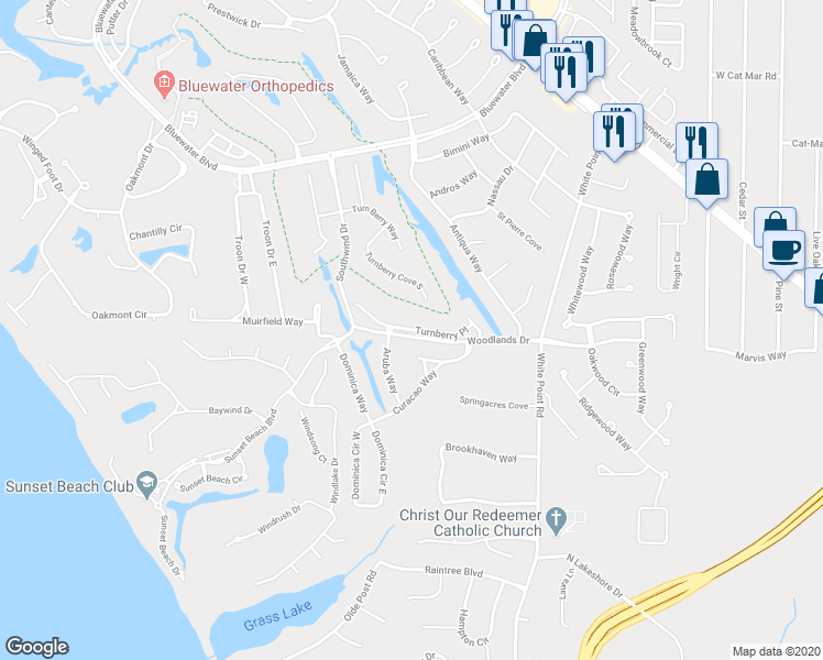 map of restaurants, bars, coffee shops, grocery stores, and more near 4446 Turnberry Place in Niceville