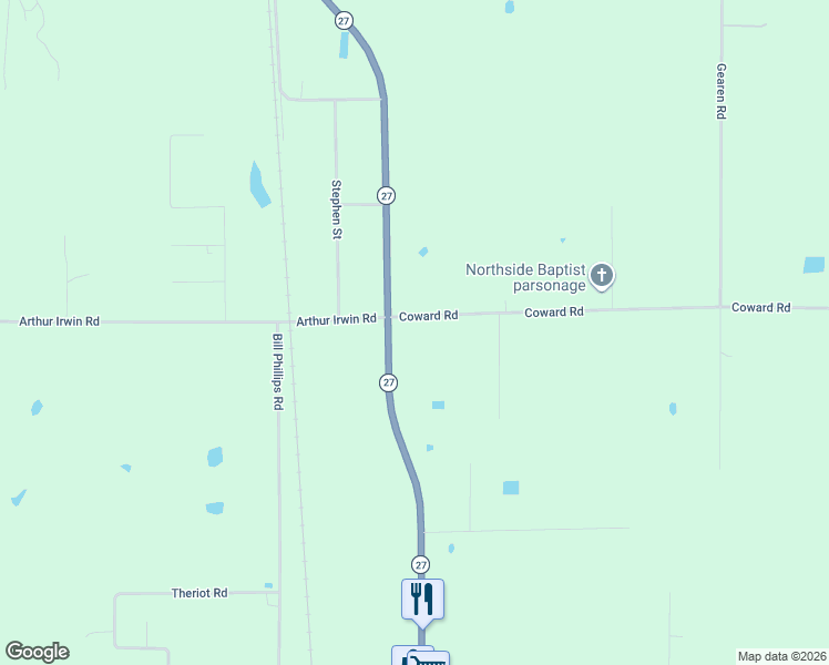 map of restaurants, bars, coffee shops, grocery stores, and more near 159 Coward Road in DeQuincy