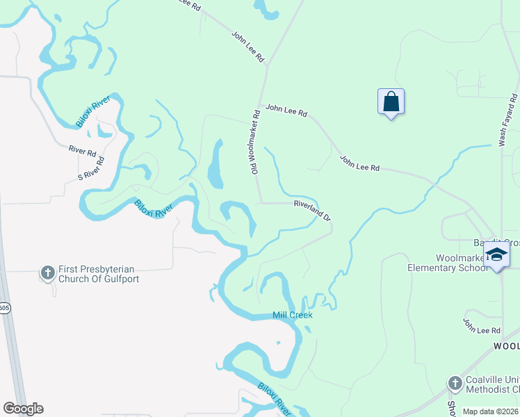 map of restaurants, bars, coffee shops, grocery stores, and more near 13398 Riverland Dr in Biloxi