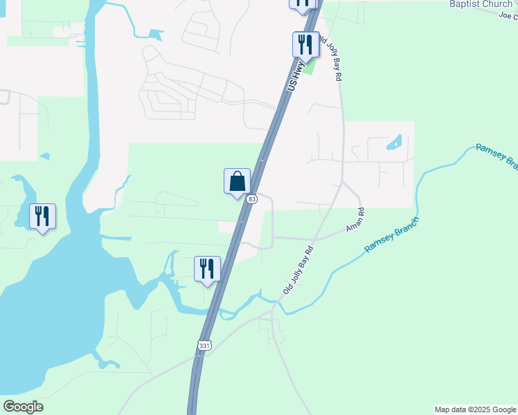 map of restaurants, bars, coffee shops, grocery stores, and more near 17290 U.S. 331 in Freeport