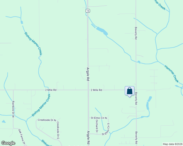 map of restaurants, bars, coffee shops, grocery stores, and more near 10345 Argyle Road in Mobile