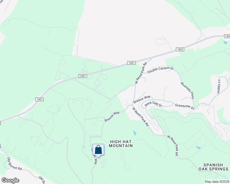map of restaurants, bars, coffee shops, grocery stores, and more near 19156 West Reed Park Road in Jonestown
