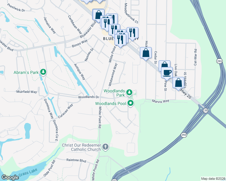 map of restaurants, bars, coffee shops, grocery stores, and more near 1249 Whitewood Way in Niceville
