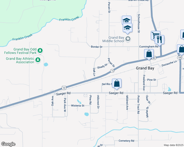 map of restaurants, bars, coffee shops, grocery stores, and more near 10352 Oak Lane in Grand Bay