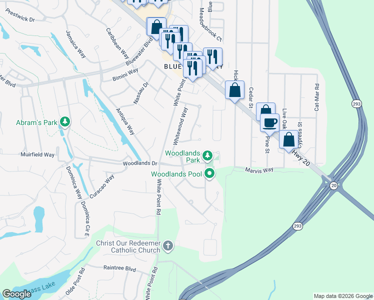 map of restaurants, bars, coffee shops, grocery stores, and more near 1249 Whitewood Way in Niceville