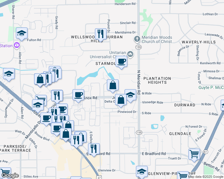 map of restaurants, bars, coffee shops, grocery stores, and more near 2127-2153 Delta Boulevard in Tallahassee