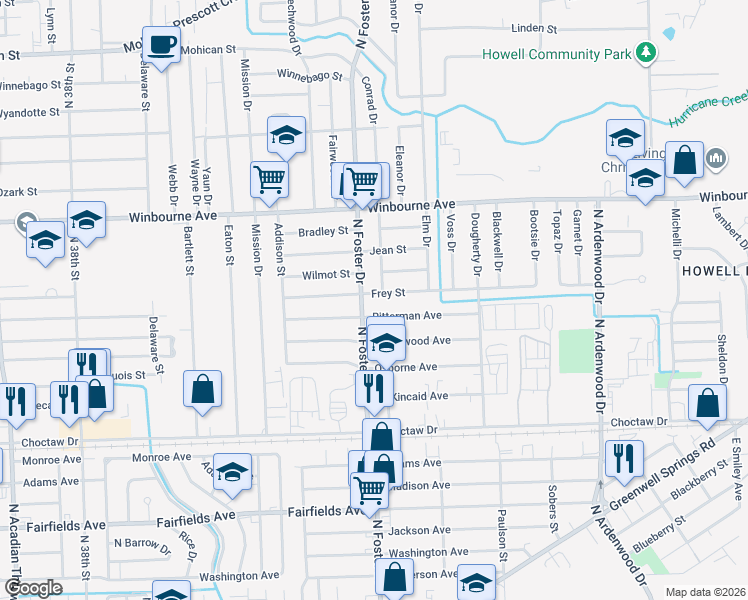 map of restaurants, bars, coffee shops, grocery stores, and more near 5044 Frey St in Baton Rouge