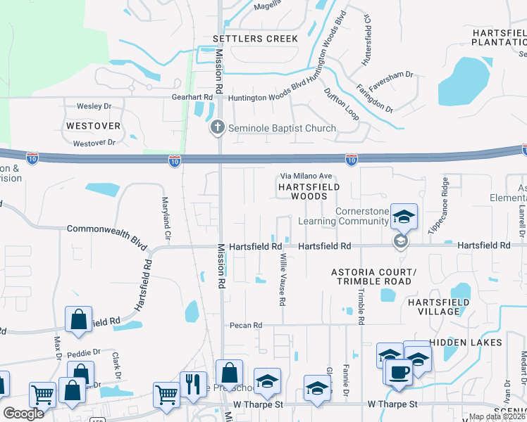 map of restaurants, bars, coffee shops, grocery stores, and more near 2319 Geri Ann Ln in Tallahassee