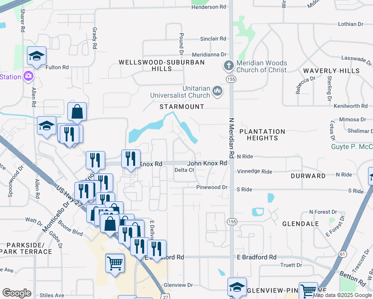 map of restaurants, bars, coffee shops, grocery stores, and more near 2127-2153 Delta Boulevard in Tallahassee