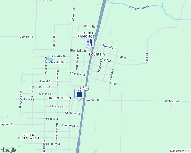 map of restaurants, bars, coffee shops, grocery stores, and more near 12200 1st Street in Fountain