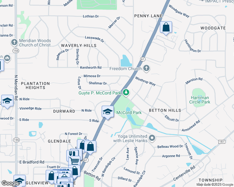 map of restaurants, bars, coffee shops, grocery stores, and more near 1203 Gardenia Drive in Tallahassee