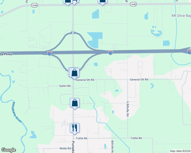 map of restaurants, bars, coffee shops, grocery stores, and more near 11117 General Ott Road in Hammond