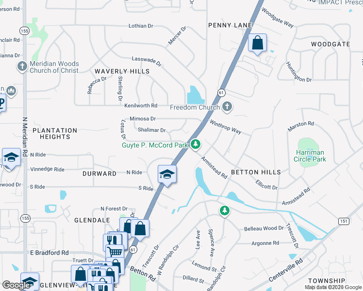 map of restaurants, bars, coffee shops, grocery stores, and more near 1203 Gardenia Drive in Tallahassee