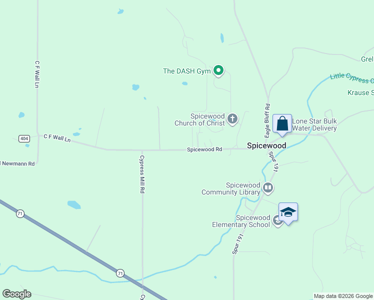 map of restaurants, bars, coffee shops, grocery stores, and more near 7686 County Road 404 in Spicewood