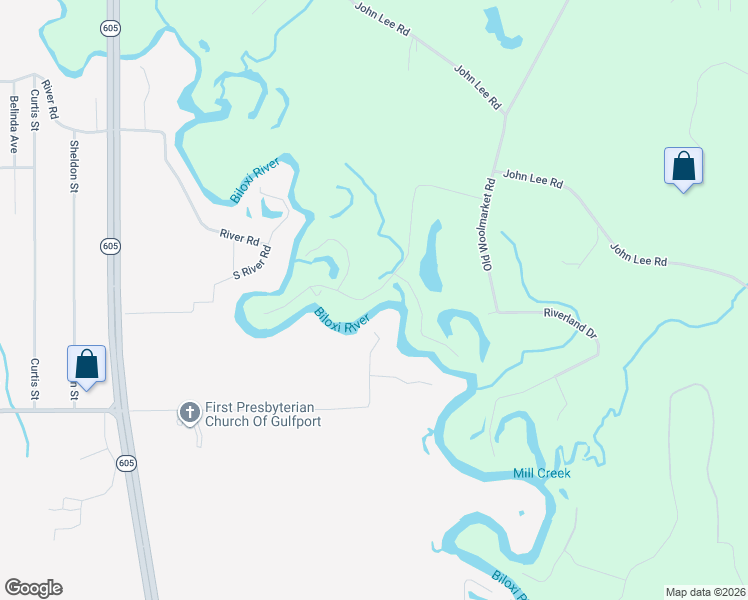 map of restaurants, bars, coffee shops, grocery stores, and more near 10619 Woolmarket Lake Road in Biloxi