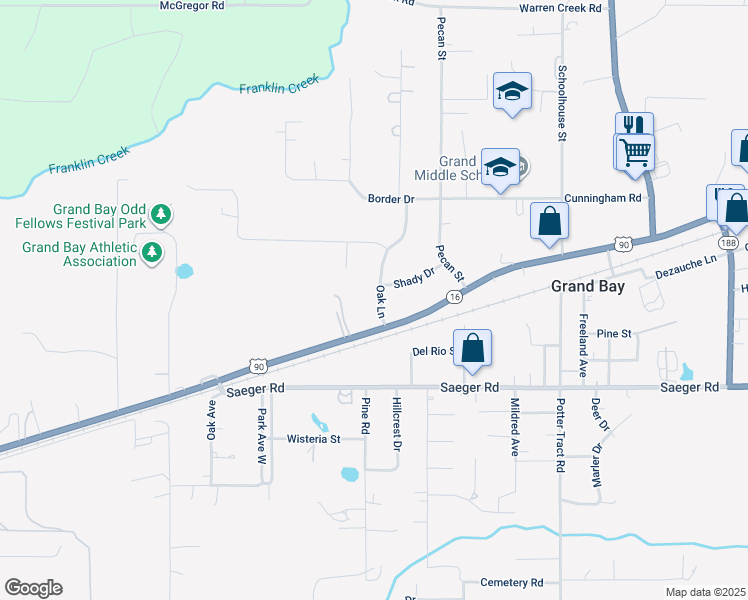 map of restaurants, bars, coffee shops, grocery stores, and more near 10352 Oak Lane in Grand Bay