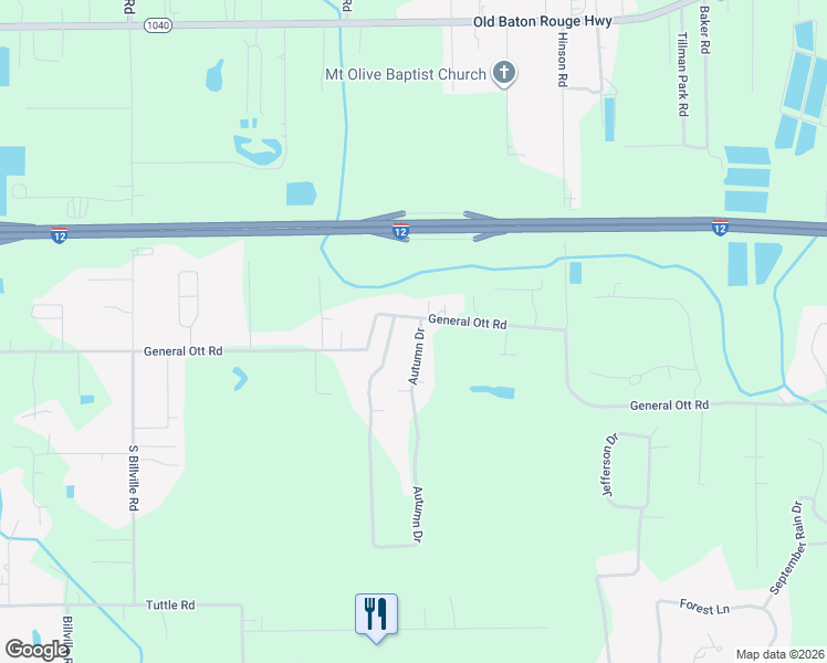 map of restaurants, bars, coffee shops, grocery stores, and more near 42604 Autumn Drive in Hammond