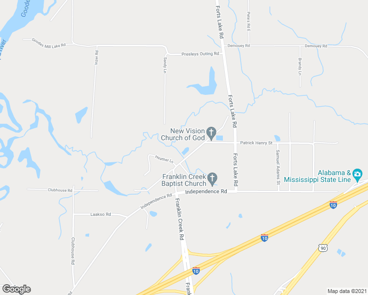 map of restaurants, bars, coffee shops, grocery stores, and more near 9201 Franklin Creek Road in Moss Point