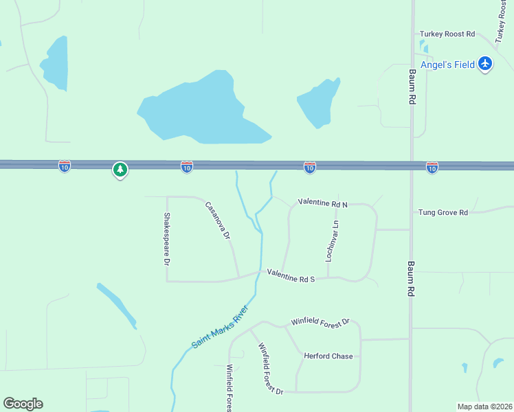 map of restaurants, bars, coffee shops, grocery stores, and more near 10515 Faye Way in Tallahassee