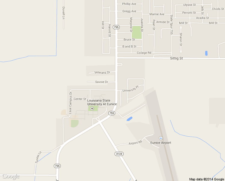 map of restaurants, bars, coffee shops, grocery stores, and more near 505 Lsue Campus Drive in Eunice