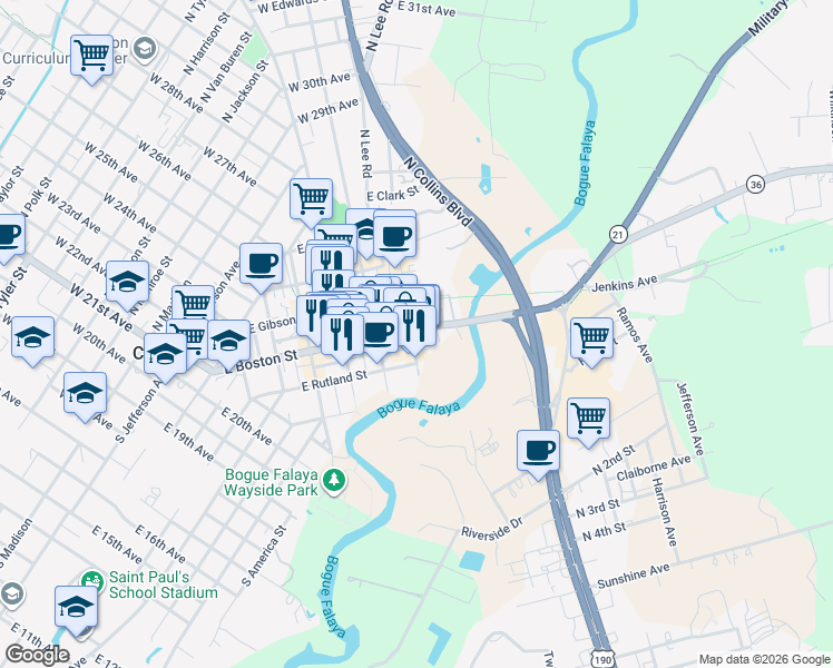 map of restaurants, bars, coffee shops, grocery stores, and more near 214 Lee Lane in Covington