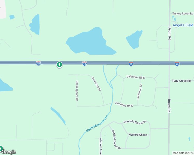 map of restaurants, bars, coffee shops, grocery stores, and more near 10511 Casanova Drive in Tallahassee