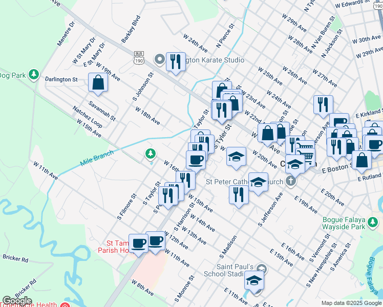 map of restaurants, bars, coffee shops, grocery stores, and more near 704 West 17th Avenue in Covington