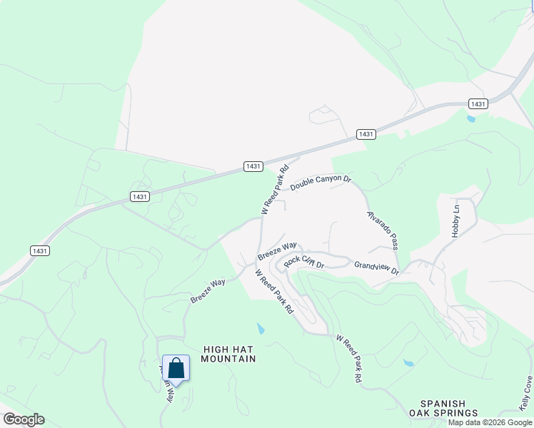 map of restaurants, bars, coffee shops, grocery stores, and more near 19156 West Reed Park Road in Jonestown
