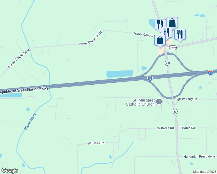 map of restaurants, bars, coffee shops, grocery stores, and more near 29839 Catholic Hall Road in Hammond