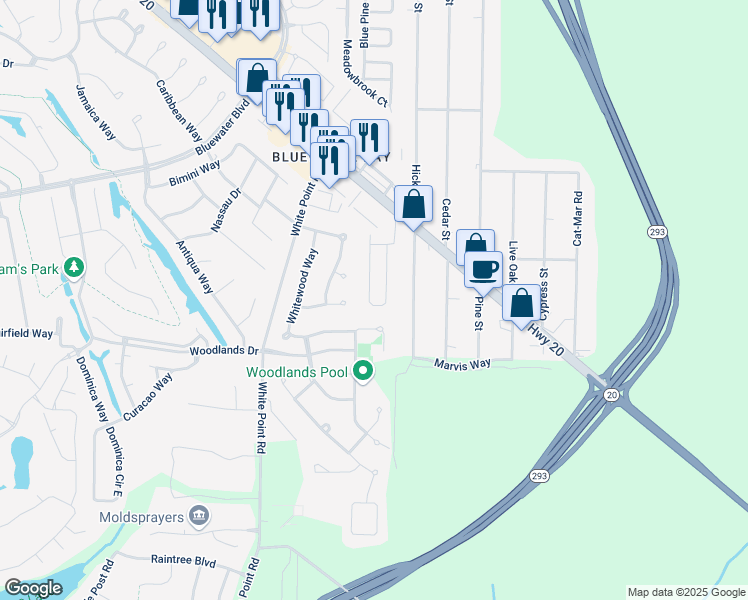 map of restaurants, bars, coffee shops, grocery stores, and more near 149 Wright Circle in Niceville