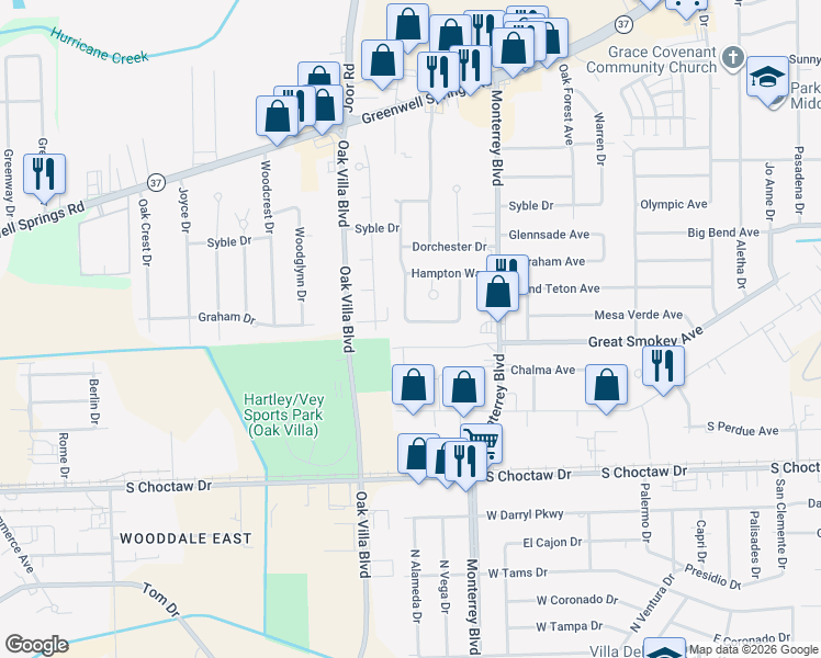 map of restaurants, bars, coffee shops, grocery stores, and more near 2923 Kimberly Drive in Baton Rouge