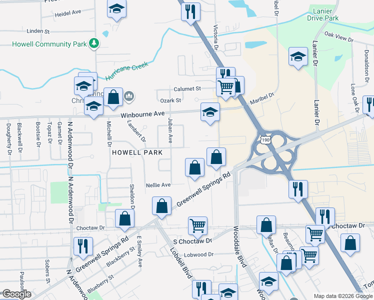 map of restaurants, bars, coffee shops, grocery stores, and more near 6872 Clinton Avenue in Baton Rouge