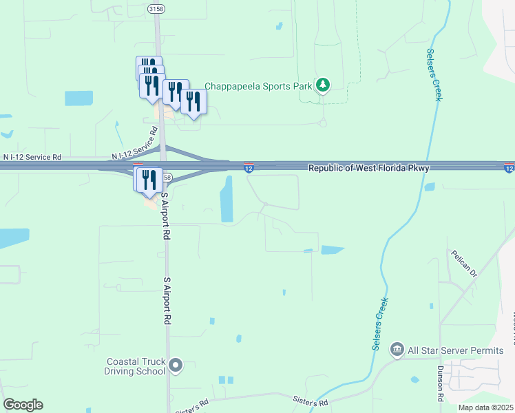 map of restaurants, bars, coffee shops, grocery stores, and more near 19216 Doctor John Lambert Drive in Hammond