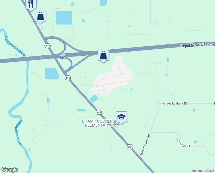 map of restaurants, bars, coffee shops, grocery stores, and more near 23588 Haven Boulevard in Ponchatoula