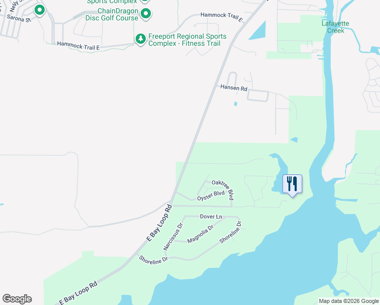 map of restaurants, bars, coffee shops, grocery stores, and more near Co Highway 83A East in Freeport