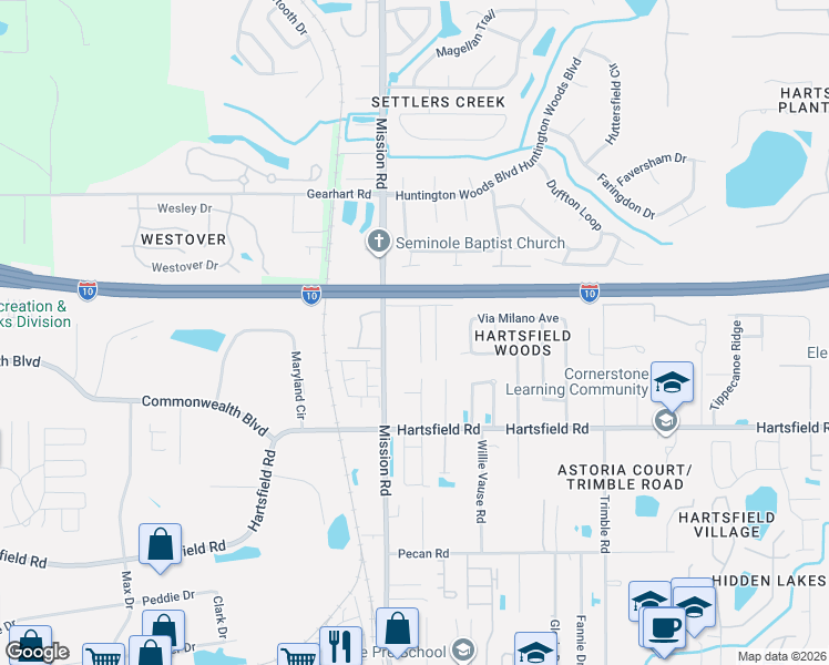 map of restaurants, bars, coffee shops, grocery stores, and more near 2334 Talley Lane in Tallahassee