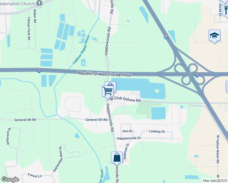 map of restaurants, bars, coffee shops, grocery stores, and more near 14045 West Club Deluxe Road in Hammond