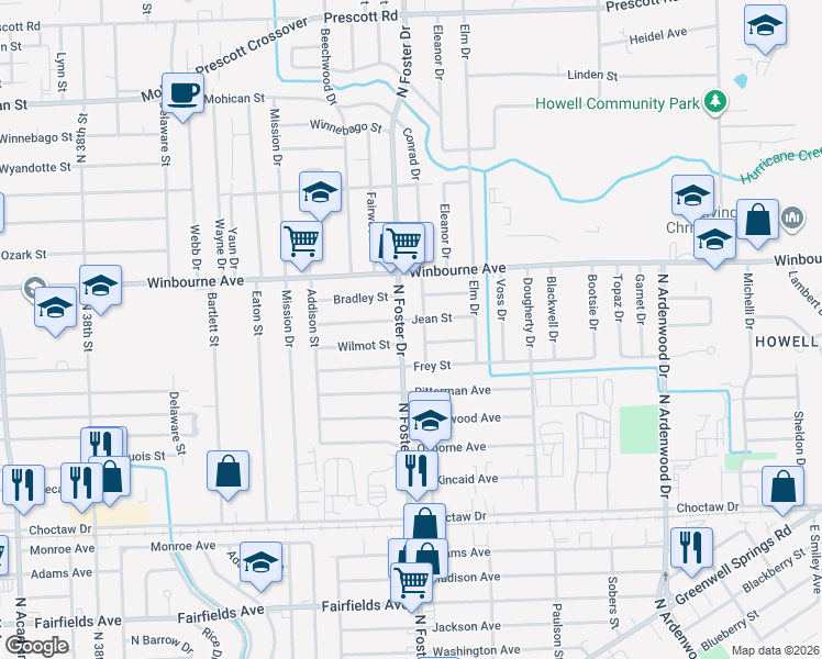map of restaurants, bars, coffee shops, grocery stores, and more near 3078 North Foster Drive in Baton Rouge