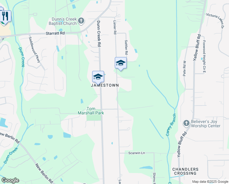map of restaurants, bars, coffee shops, grocery stores, and more near 13270 Lanier Road in Jacksonville