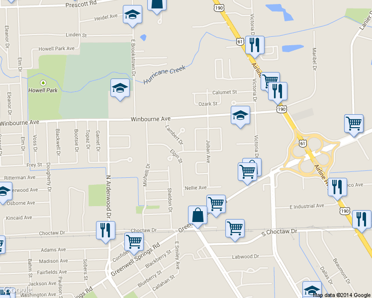 map of restaurants, bars, coffee shops, grocery stores, and more near 3010 Lambert Dr in Baton Rouge