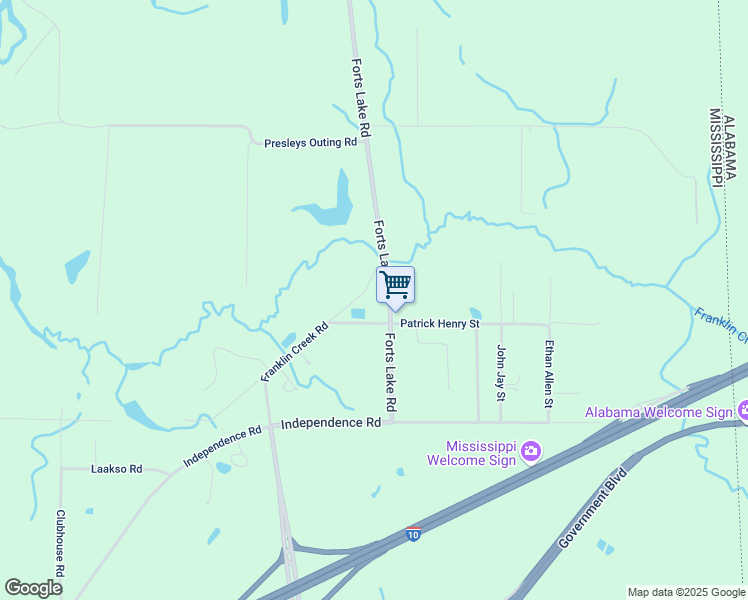 map of restaurants, bars, coffee shops, grocery stores, and more near 9317 Forts Lake Road in Moss Point