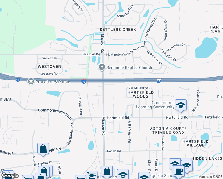 map of restaurants, bars, coffee shops, grocery stores, and more near 2334 Talley Lane in Tallahassee