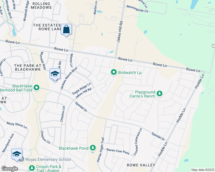 map of restaurants, bars, coffee shops, grocery stores, and more near 4210 Birdwatch Loop in Pflugerville