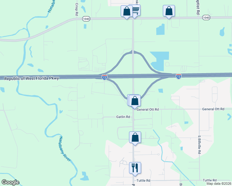 map of restaurants, bars, coffee shops, grocery stores, and more near 10429 Rock Road in Hammond