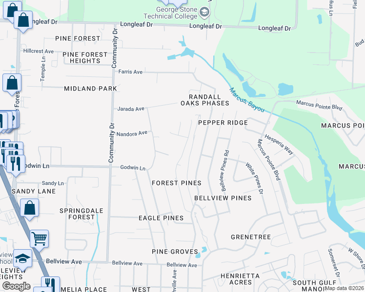 map of restaurants, bars, coffee shops, grocery stores, and more near 6209 Forest Pines Drive in Pensacola