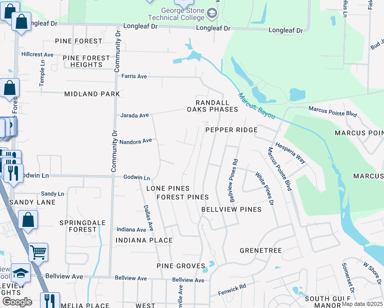 map of restaurants, bars, coffee shops, grocery stores, and more near 6209 Forest Pines Drive in Pensacola
