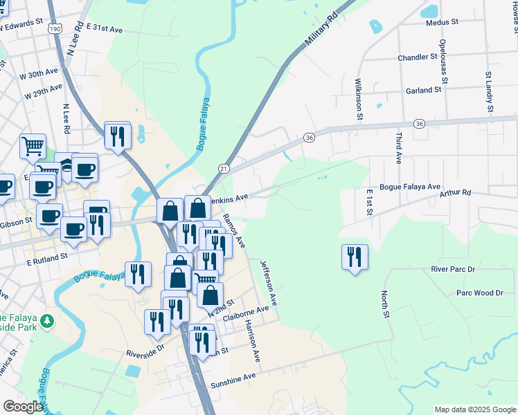 map of restaurants, bars, coffee shops, grocery stores, and more near in St. Tammany Parish