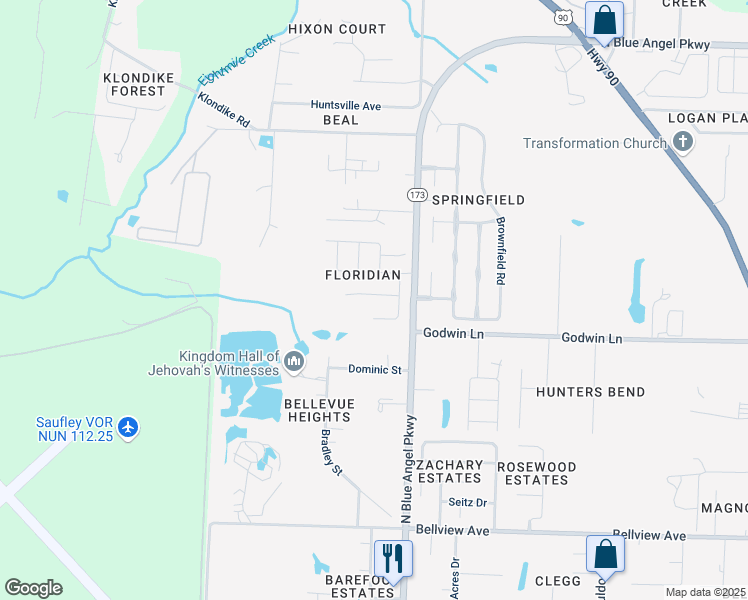 map of restaurants, bars, coffee shops, grocery stores, and more near 5033 Port St Joe Street in Pensacola